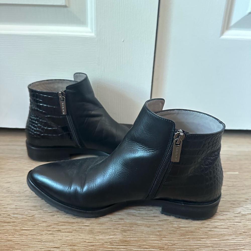 Black leather booties